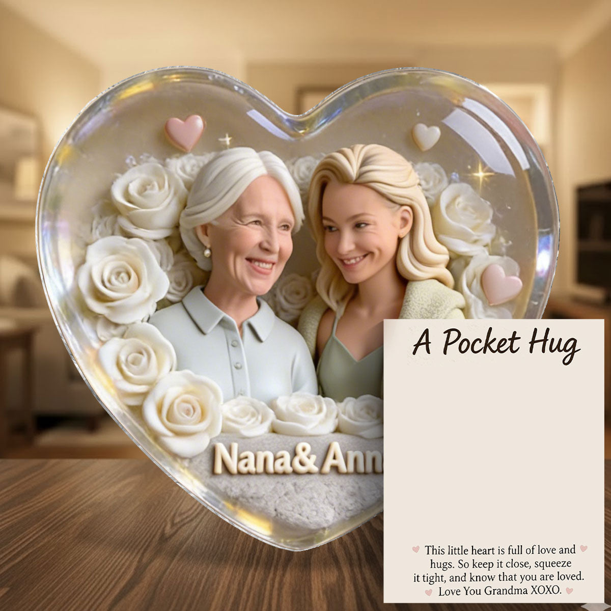Mother Keepsake Gift, Custom From Any Photo, Birthmonth Flower - Personalized Mother Pocket Hug Card