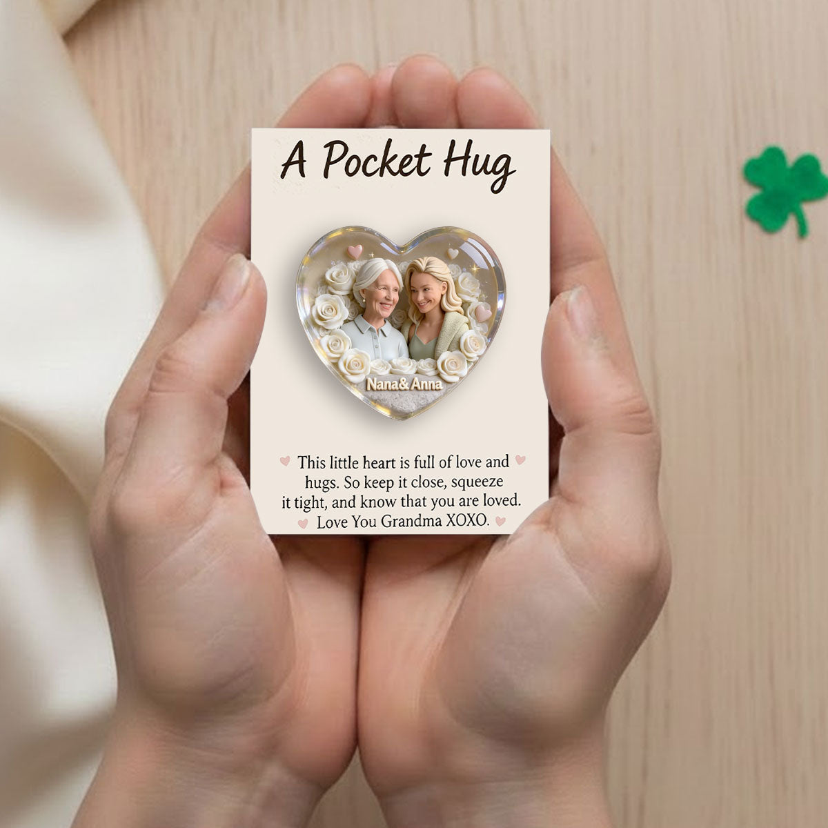Mother Keepsake Gift, Custom From Any Photo, Birthmonth Flower - Personalized Mother Pocket Hug Card