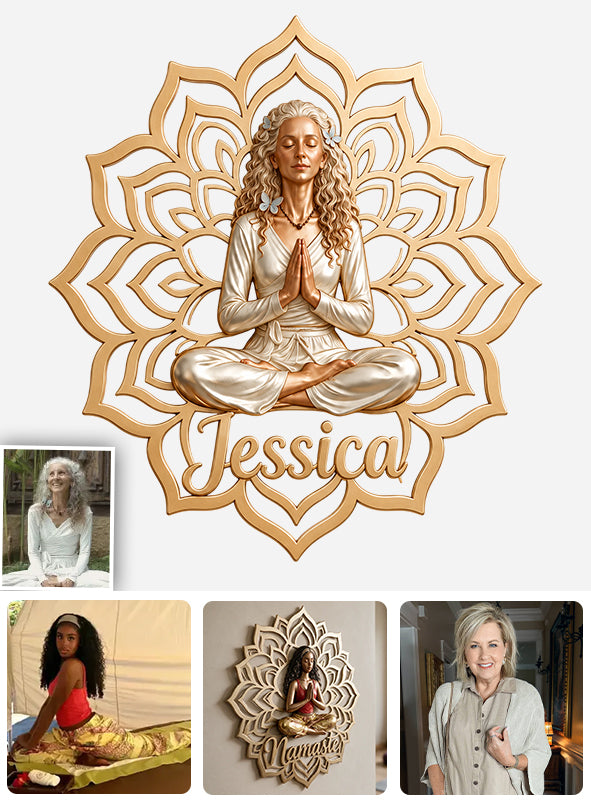 Namaste - Personalized Yoga 3D Printed Cut Metal Sign