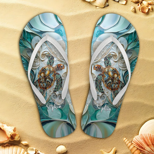 Turtle Lovers - Personalized Turtle Flip Flops