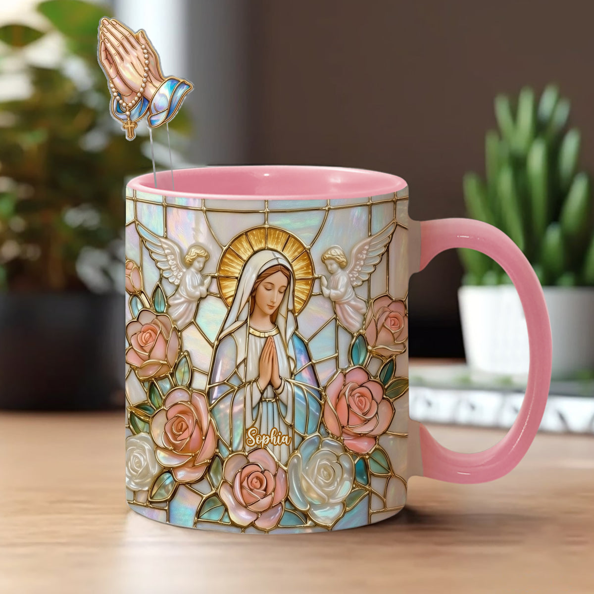 Croire - Mug personnalisé chrétien avec agitateurs en acrylique