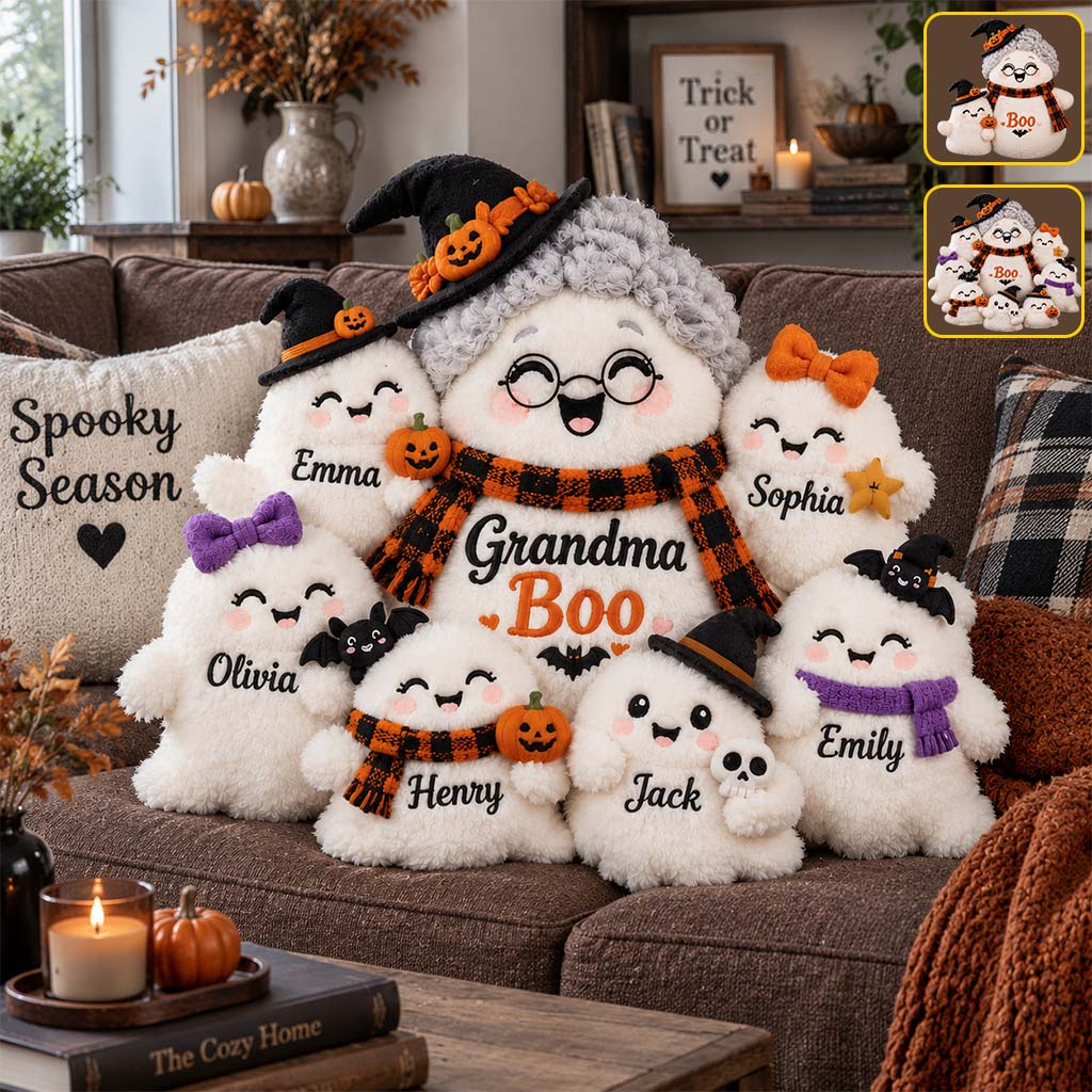 Grandma's Little Boo Crew - Personalized Grandma Premium Faux Fur Pillow