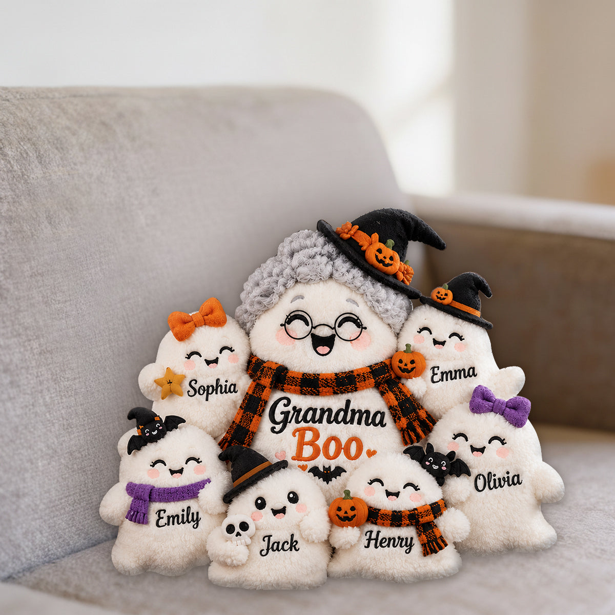 Grandma's Little Boo Crew - Personalized Grandma Premium Faux Fur Pillow