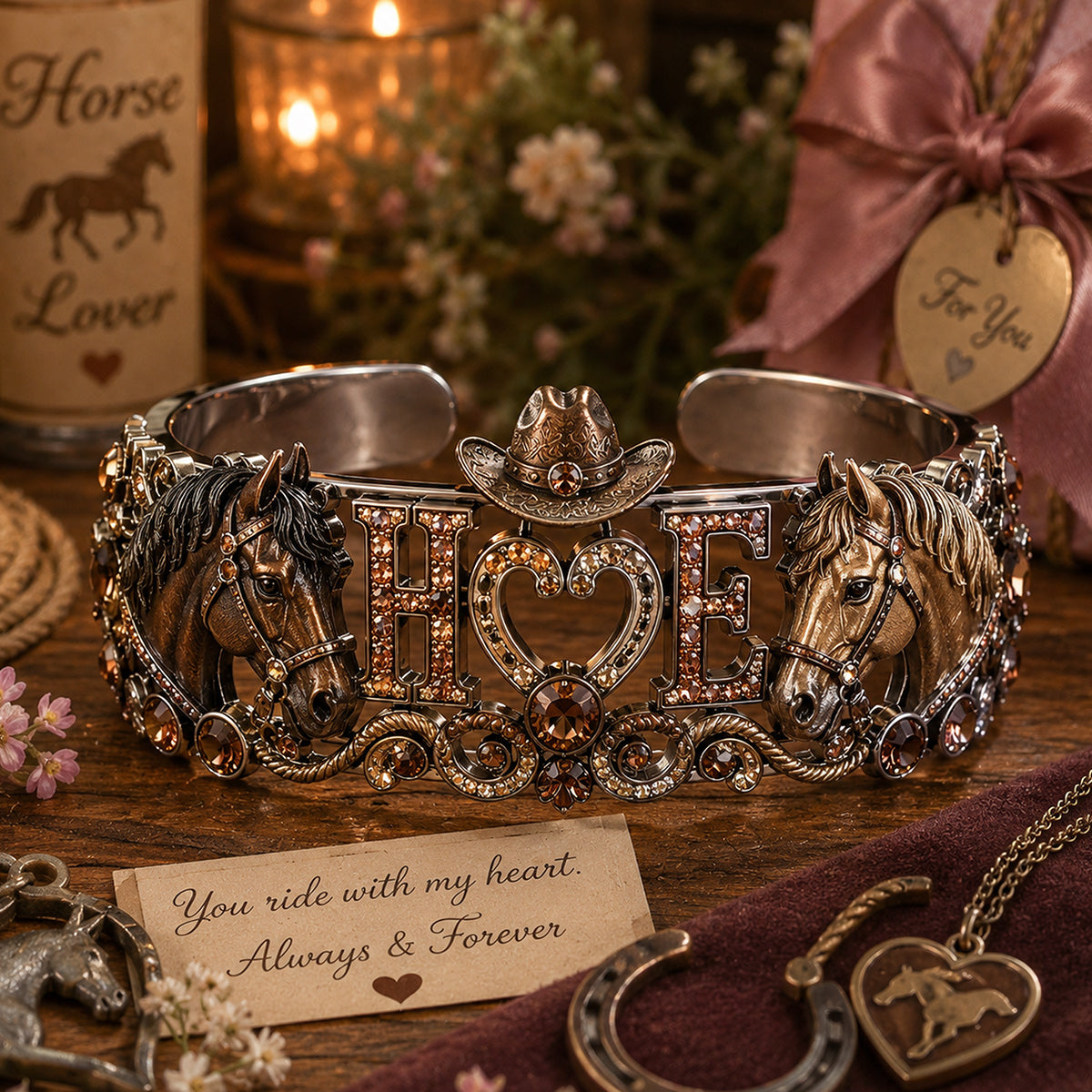 Ewige Liebe Initialen Paar Geschenk - Personalisierte Pferdearmband