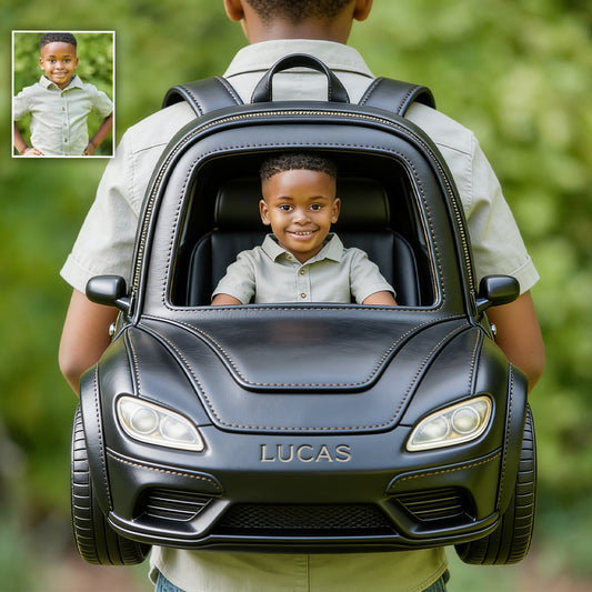 Sac à dos en cuir personnalisable à partir de photo et véhicule - Enfant