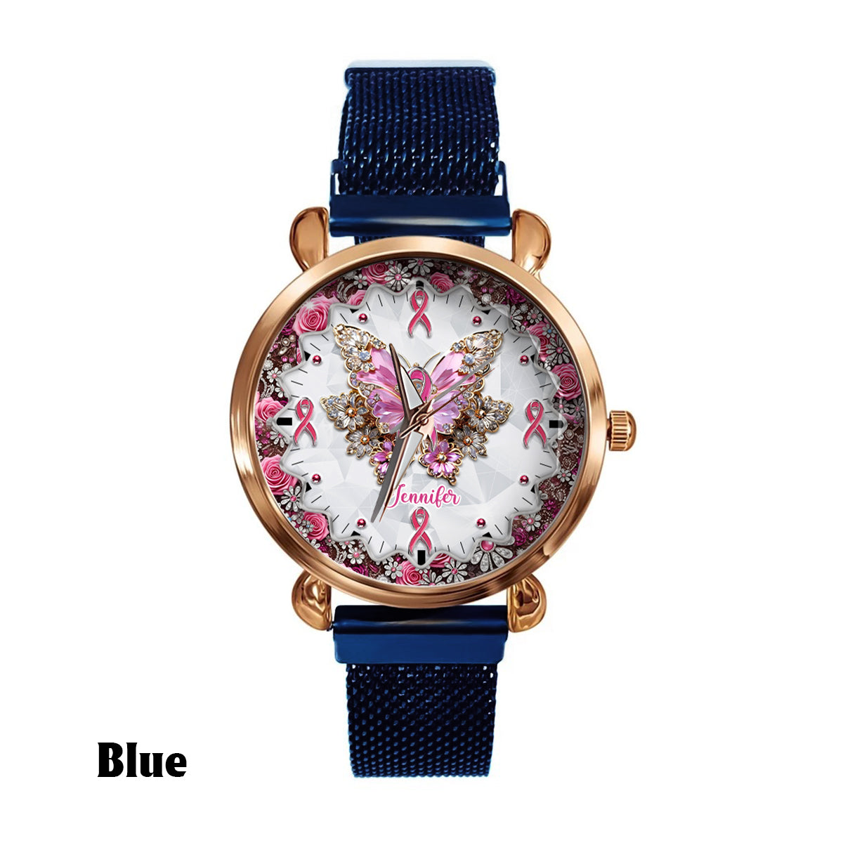 Glaube, Hoffnung, Liebe – Personalisierte Damen-Handuhr zur Sensibilisierung für Brustkrebs 