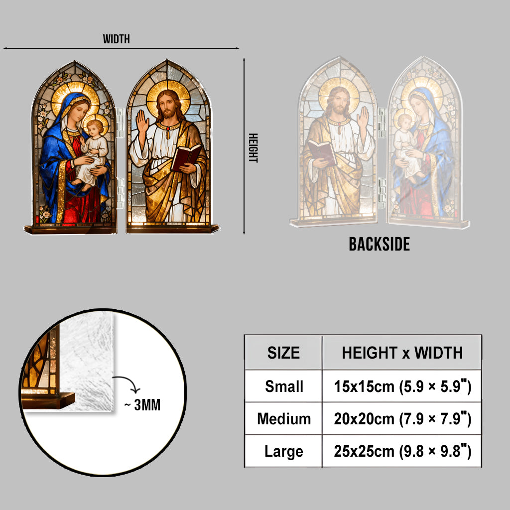 Jungfrau Maria und Jesus Christus – Personalisiertes christliches Acryl-Diptychon