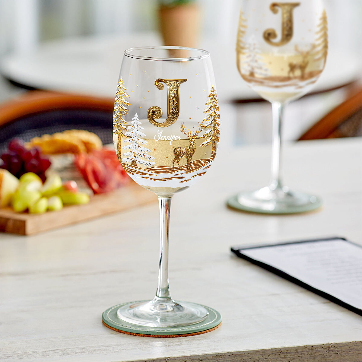 Joyeux Noël - Verre à vin familial personnalisé à longue tige
