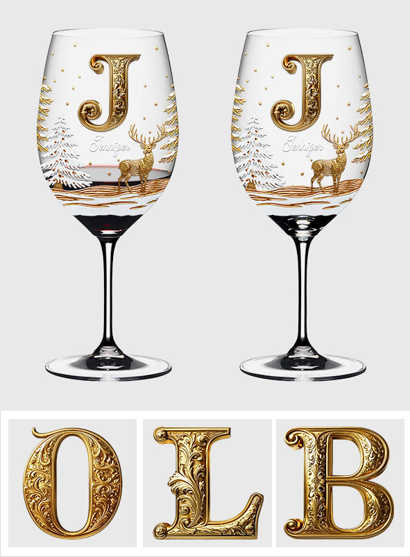 Joyeux Noël - Verre à vin familial personnalisé à longue tige