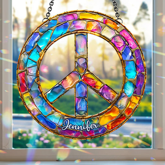 Hippy Soul - Ornement attrape-soleil hippie personnalisé à suspendre à la fenêtre 