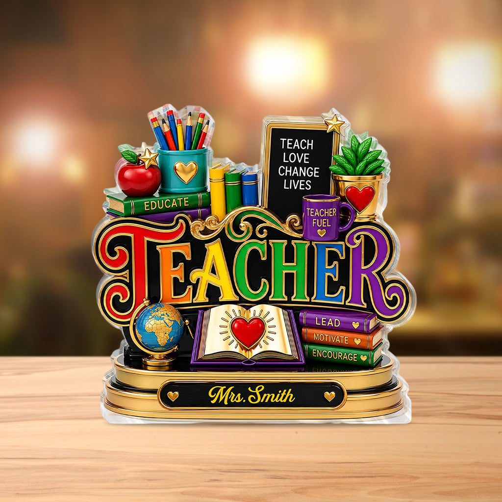 Back To School - Personalized Teacher Custom Shaped Acrylic Plaque