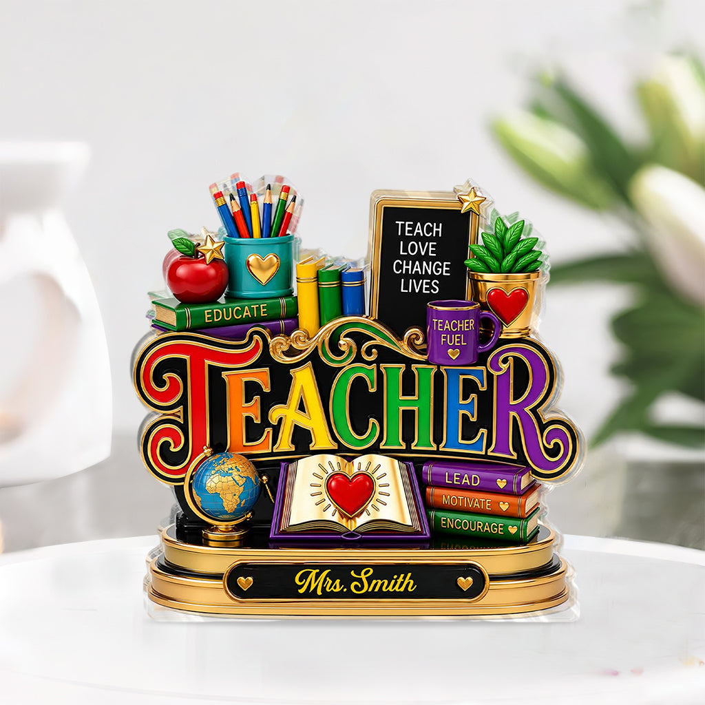 Back To School - Personalized Teacher Custom Shaped Acrylic Plaque