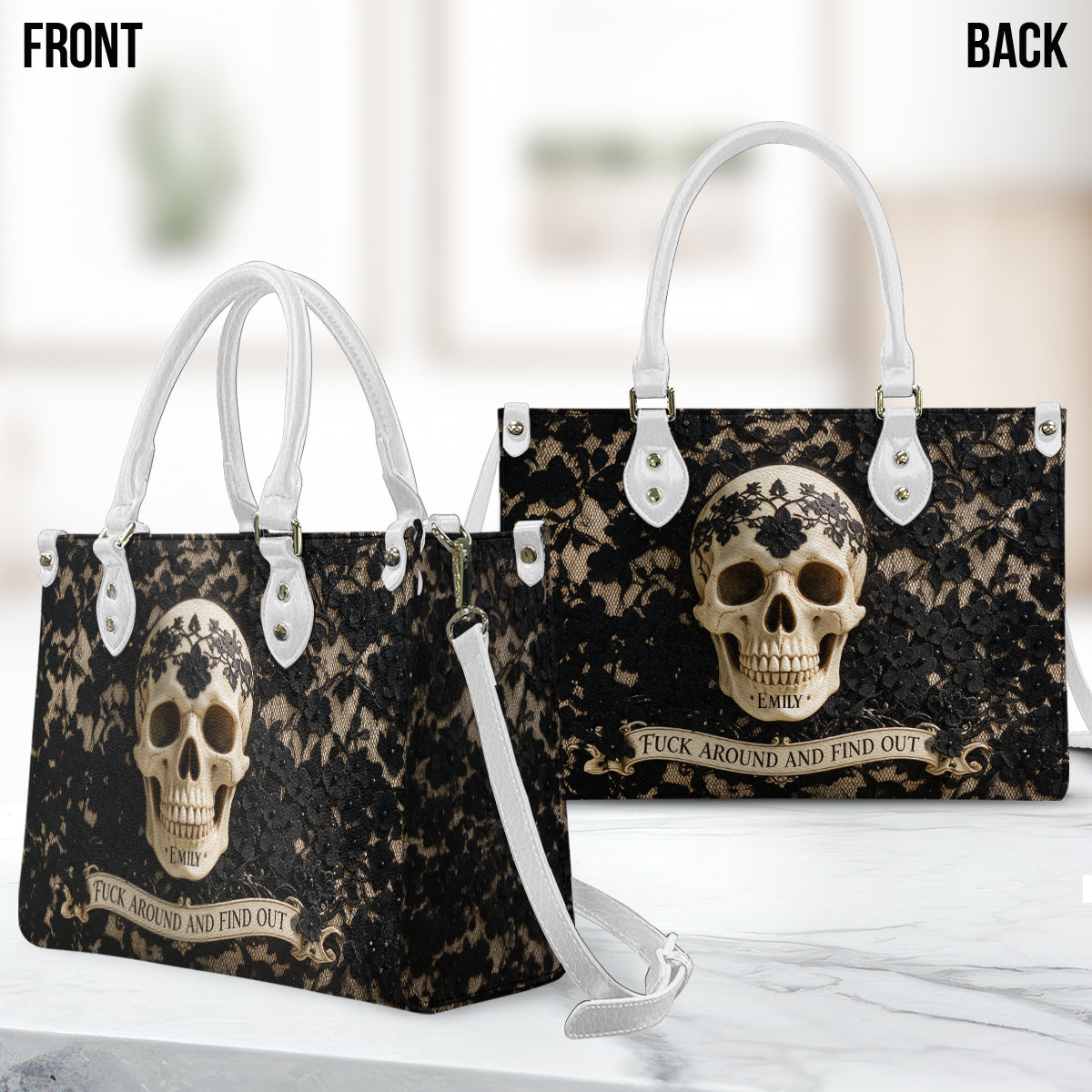 Find Out - Personalized Skull Leather Handbag