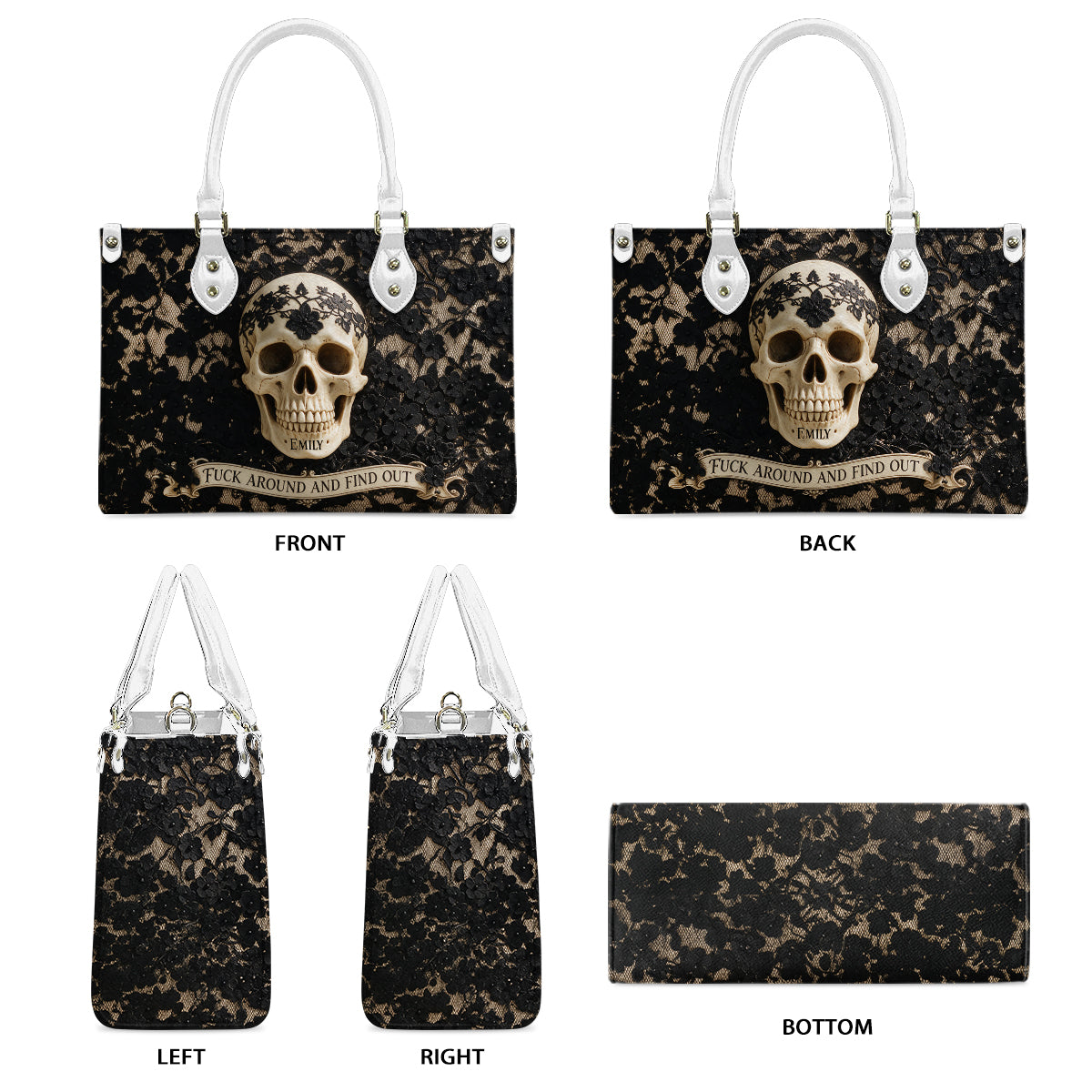 Find Out - Personalized Skull Leather Handbag