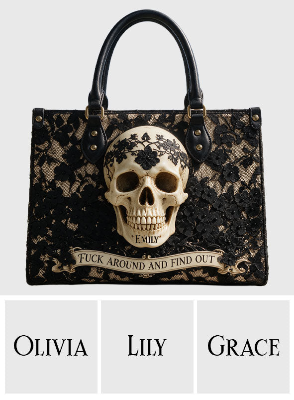 Find Out - Personalized Skull Leather Handbag