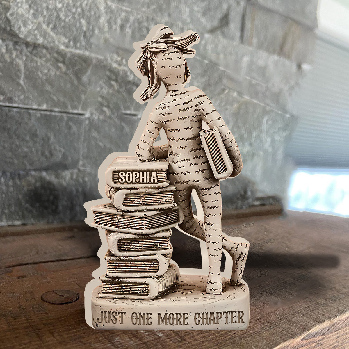 Juste un chapitre de plus - Plaque en bois personnalisée en forme de livre