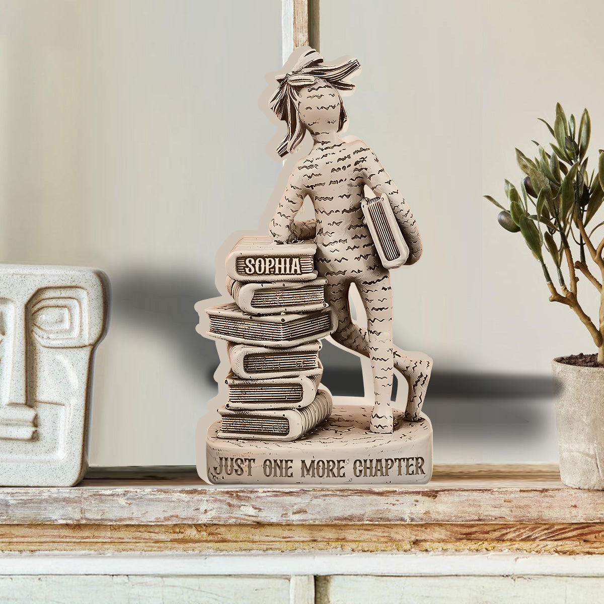 Juste un chapitre de plus - Plaque en bois personnalisée en forme de livre