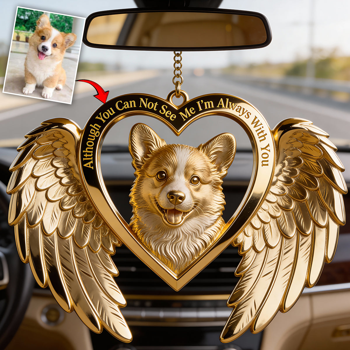 Erinnerungsgeschenk, Ich bin immer bei dir – Personalisierter Autoanhänger zur Erinnerung