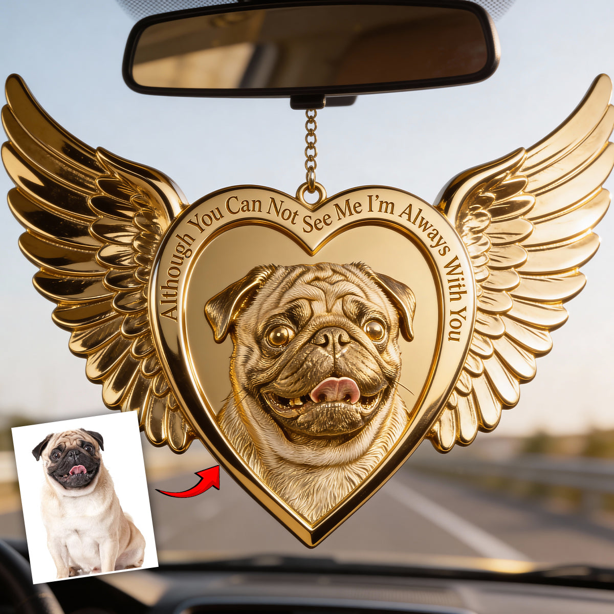 Erinnerungsgeschenk, Ich bin immer bei dir – Personalisierter Autoanhänger zur Erinnerung
