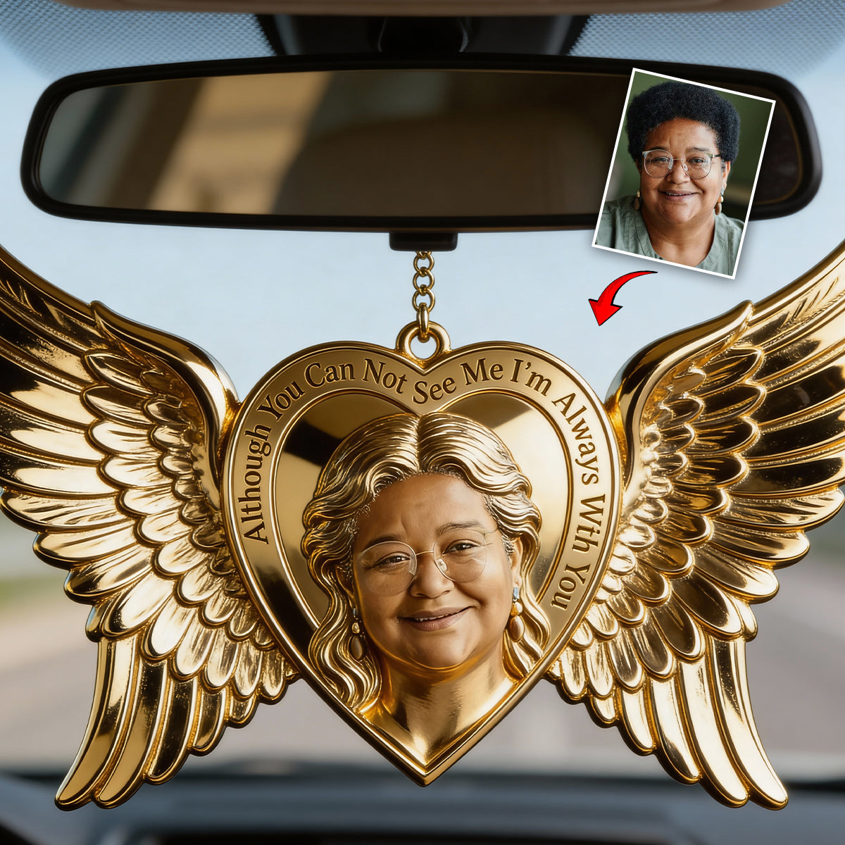 Erinnerungsgeschenk, Ich bin immer bei dir – Personalisierter Autoanhänger zur Erinnerung