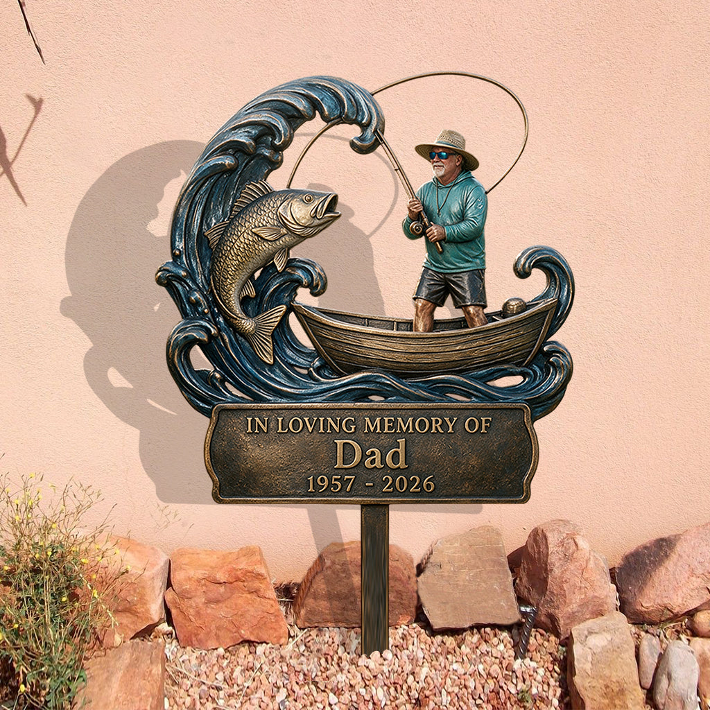 Pêcheur en Herbe - Plaque de Jardin Acrylique Personnalisée