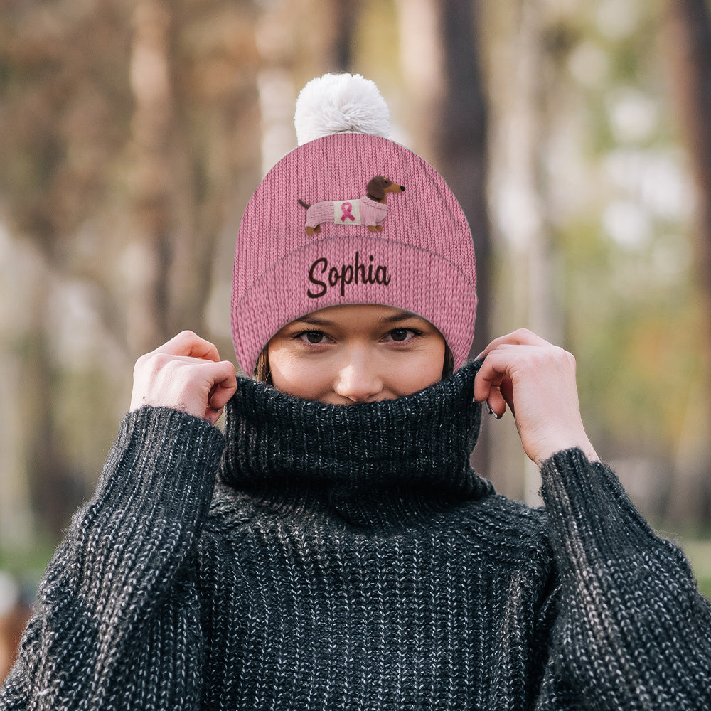 Faith Hope Love - Personalized Breast Cancer Awareness Beanie Hat