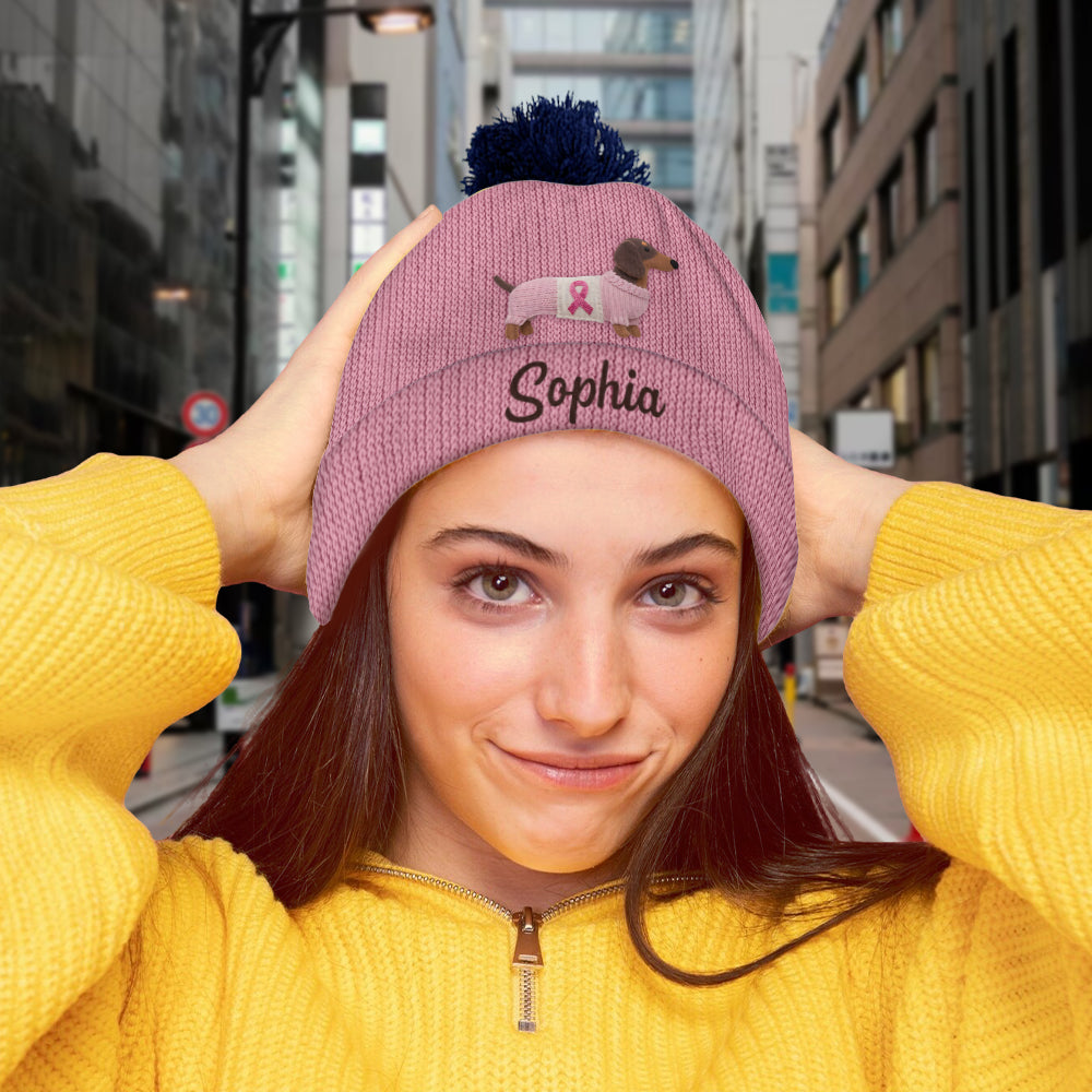 Faith Hope Love - Personalized Breast Cancer Awareness Beanie Hat
