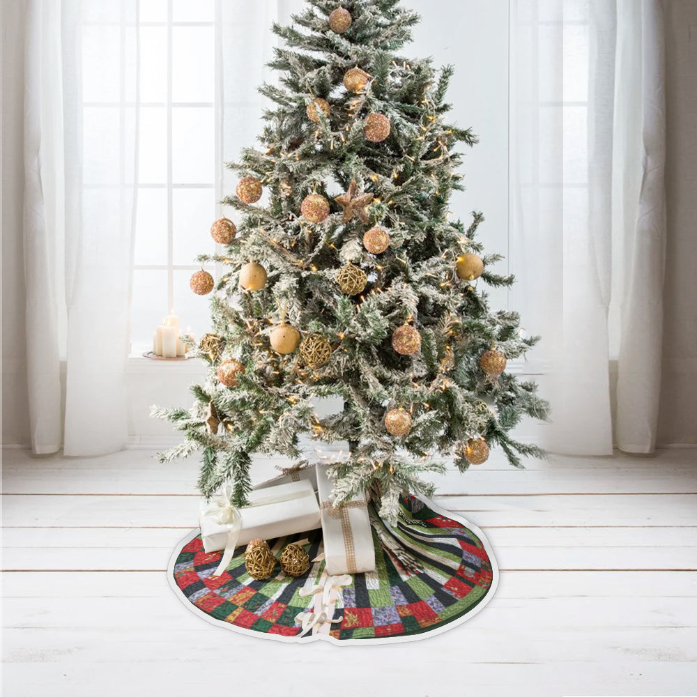 Skull Xmas Quilt Design - Personalized Skull Tree Skirt