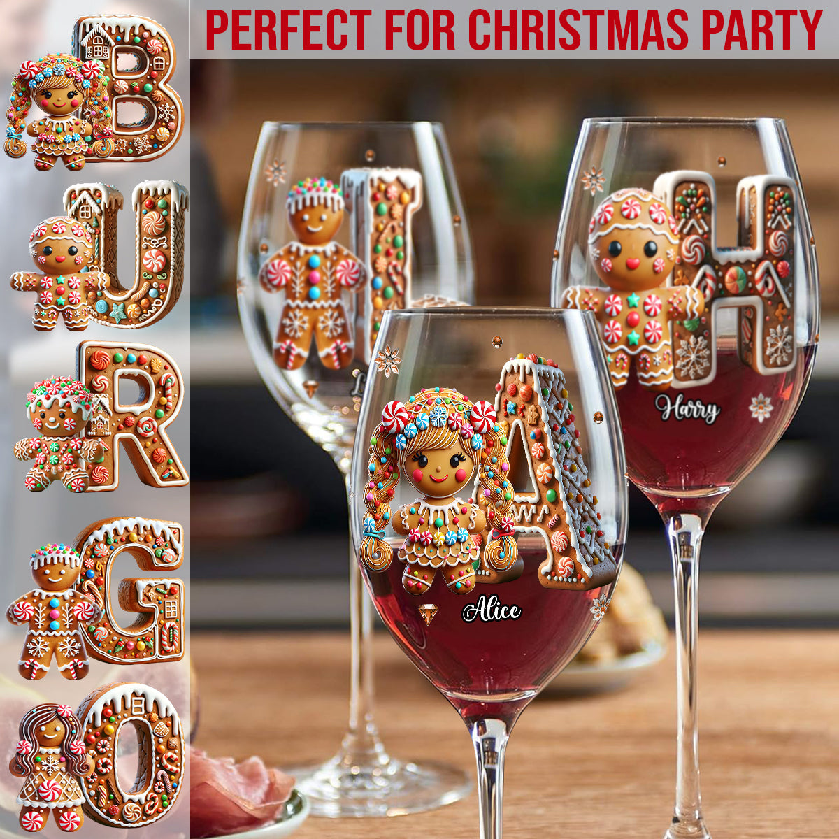 Happy Family - Personalized Family Wine Glass With Long Stem