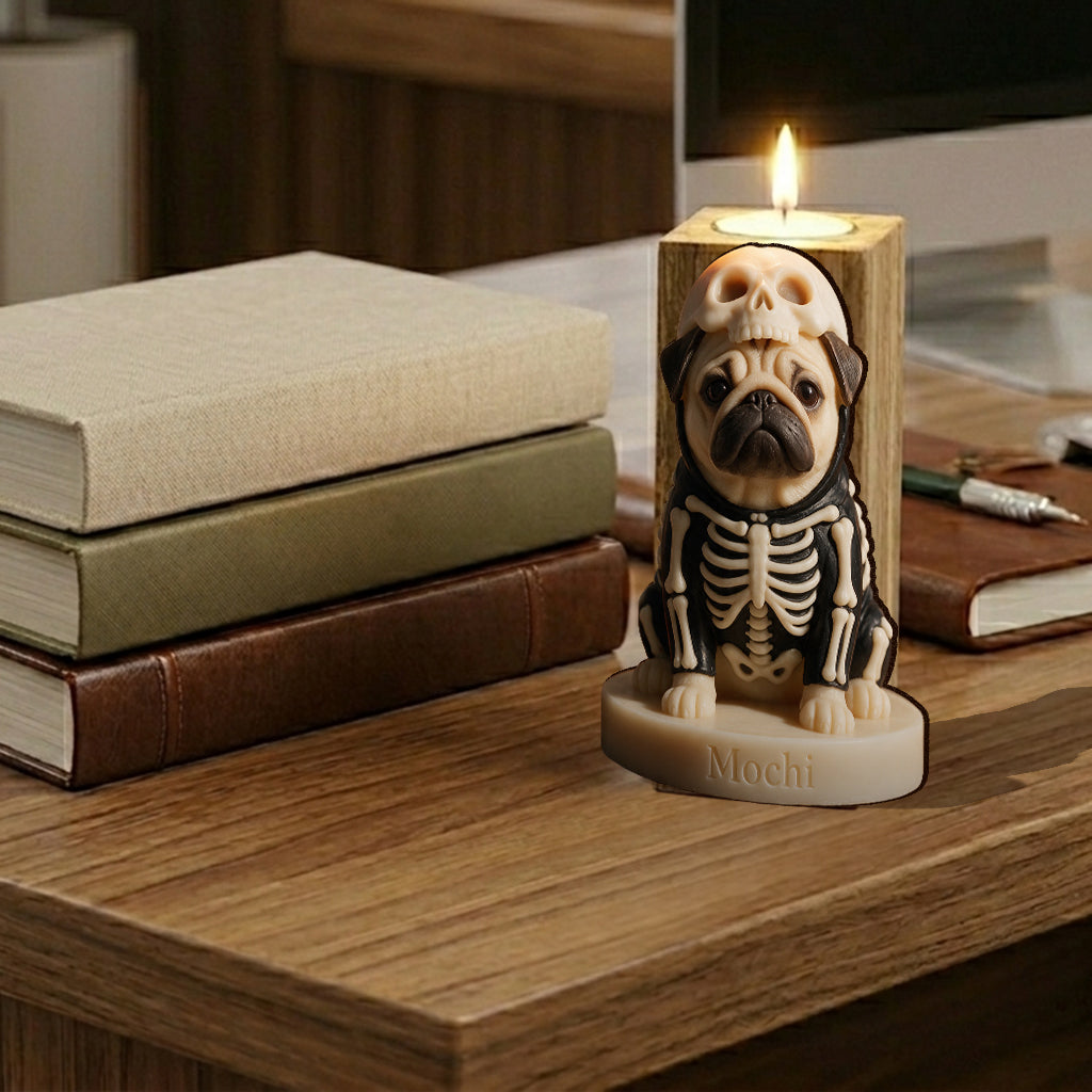 Magic Flame - Personalized Dog Custom Shape Wooden Candle Holder