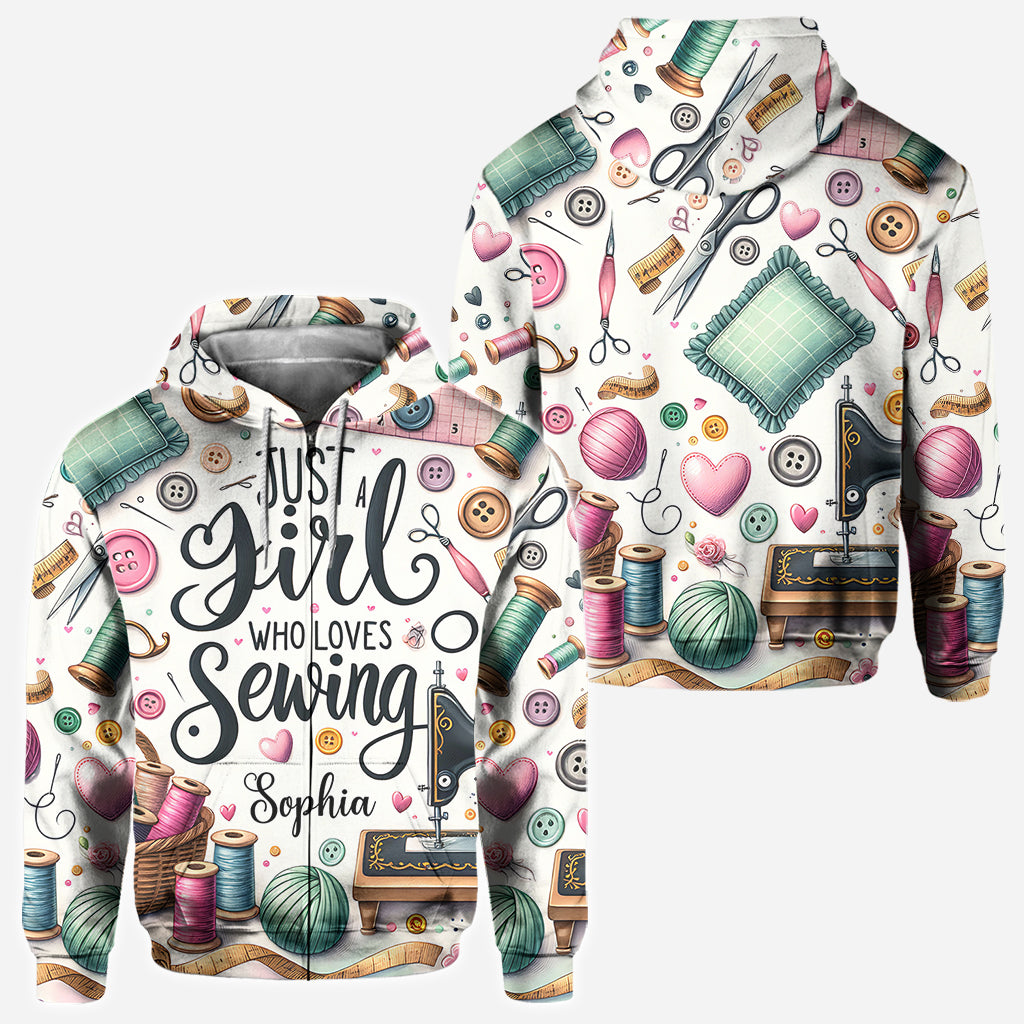 Une fille qui adore coudre - T-shirt personnalisé avec couture intégrale