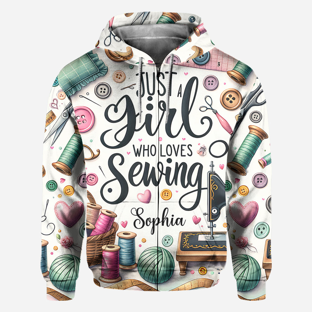 Une fille qui adore coudre - T-shirt personnalisé avec couture intégrale
