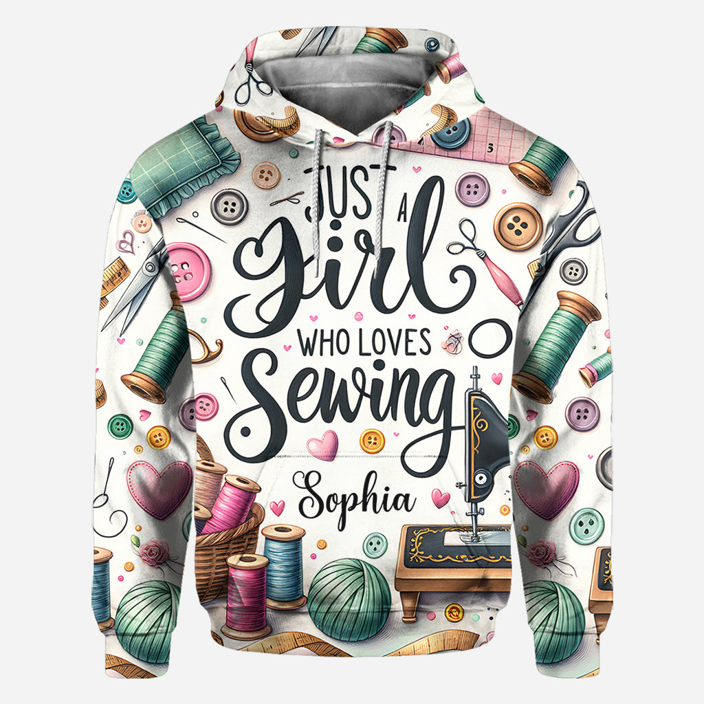Une fille qui adore coudre - T-shirt personnalisé avec couture intégrale