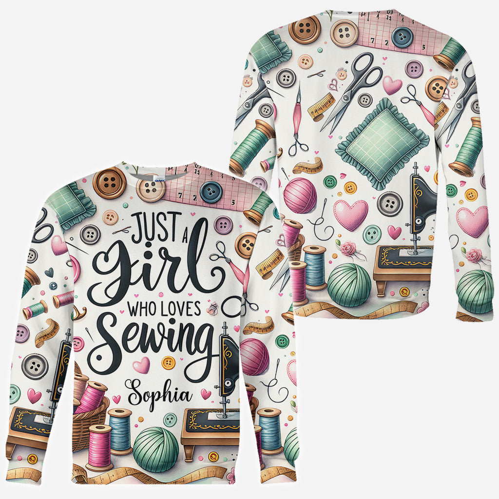 Une fille qui adore coudre - T-shirt personnalisé avec couture intégrale
