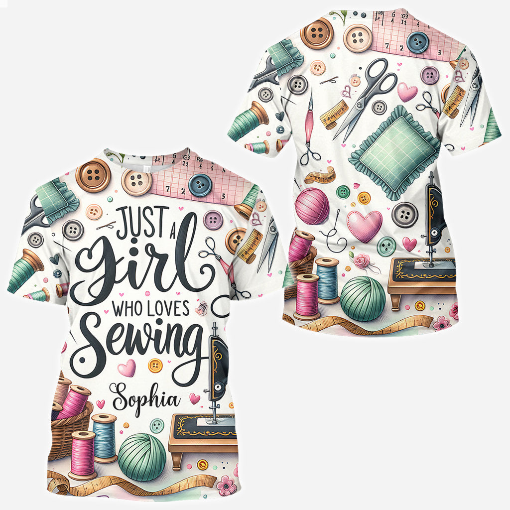 Une fille qui adore coudre - T-shirt personnalisé avec couture intégrale
