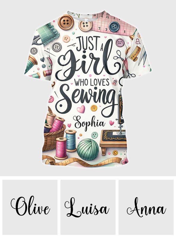 Une fille qui adore coudre - T-shirt personnalisé avec couture intégrale