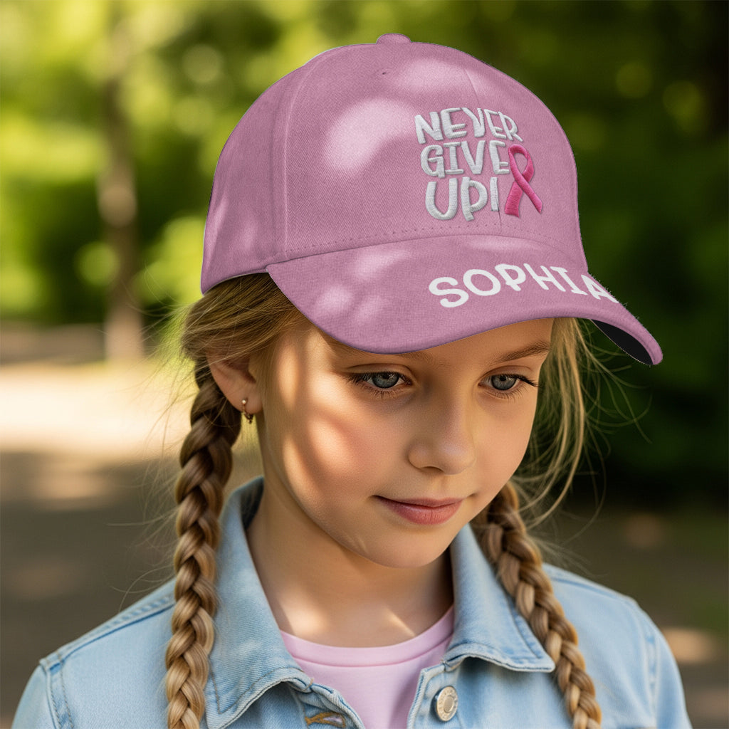 N'abandonnez jamais - Casquette classique personnalisée pour la sensibilisation au cancer du sein