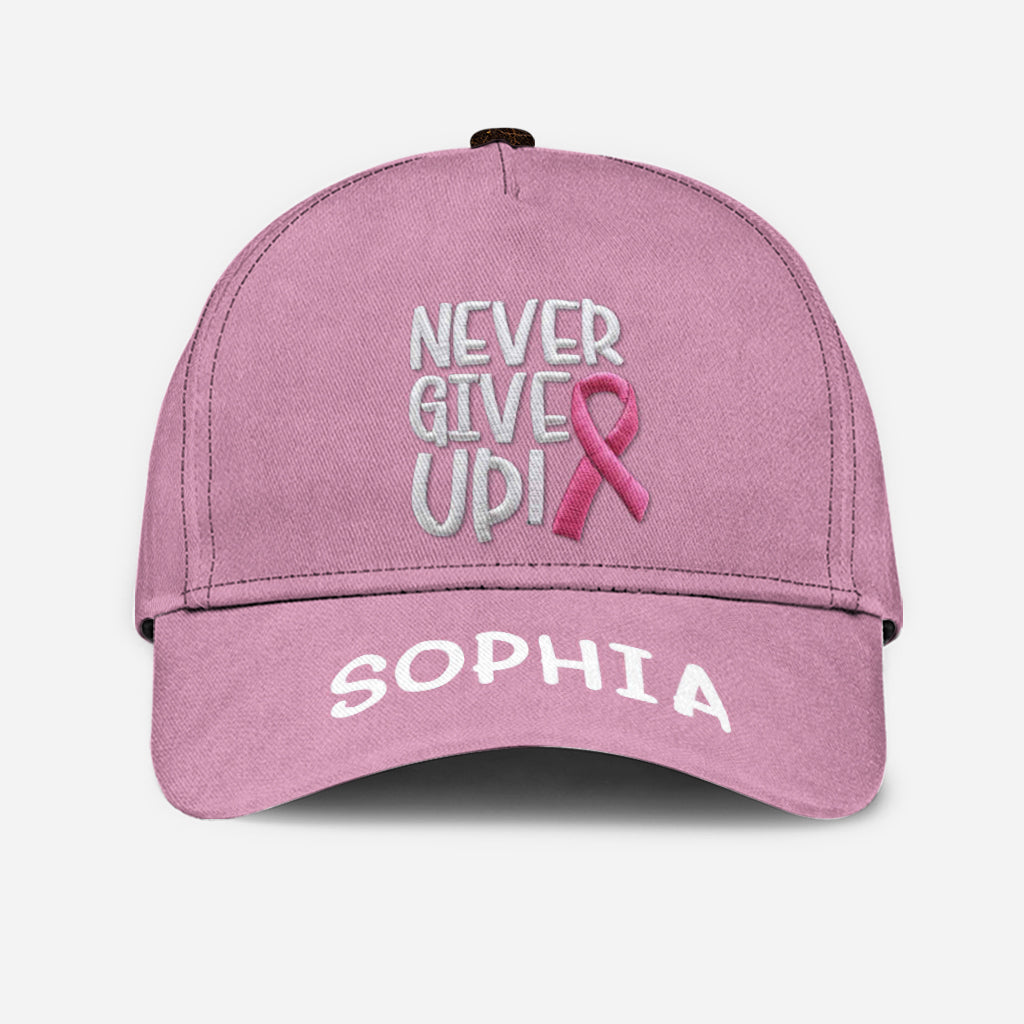 N'abandonnez jamais - Casquette classique personnalisée pour la sensibilisation au cancer du sein
