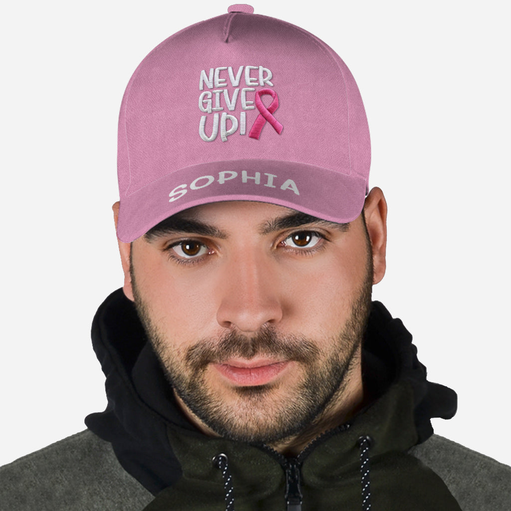 N'abandonnez jamais - Casquette classique personnalisée pour la sensibilisation au cancer du sein