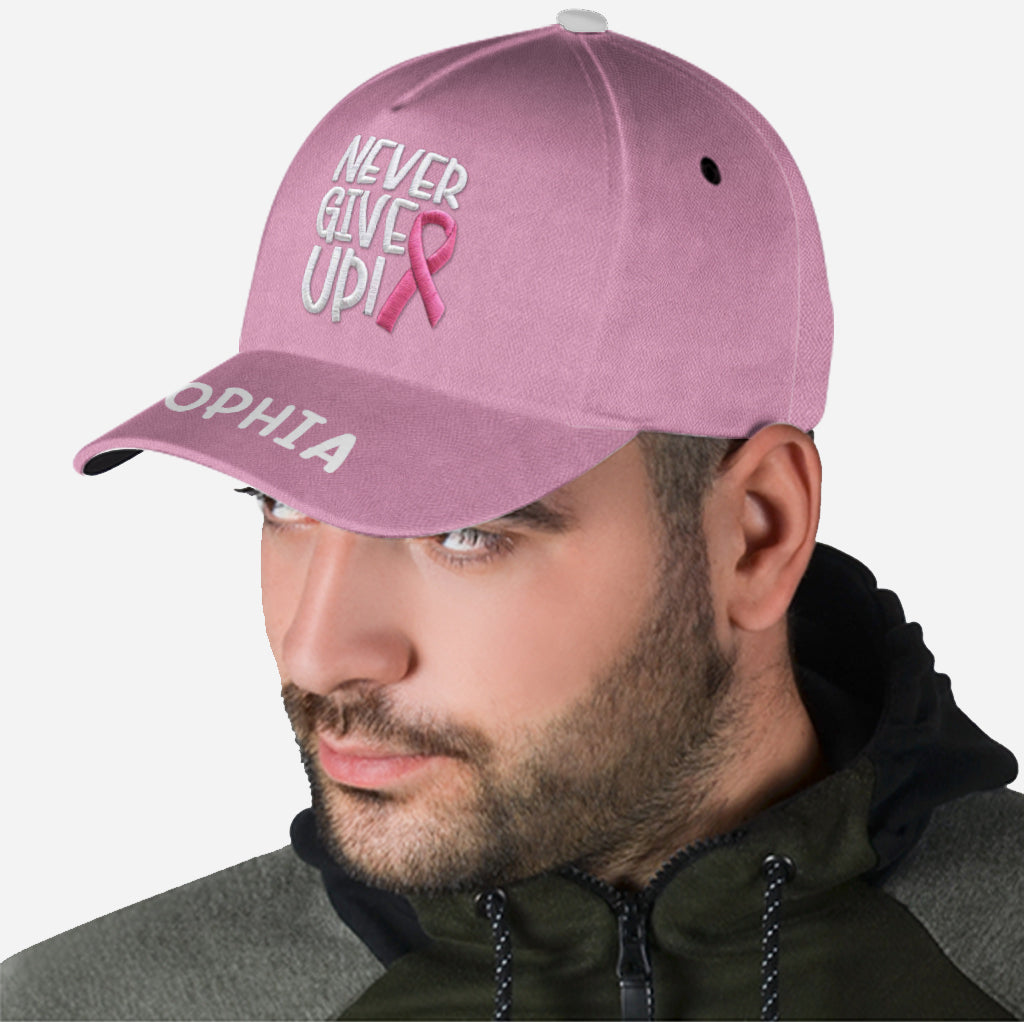 N'abandonnez jamais - Casquette classique personnalisée pour la sensibilisation au cancer du sein