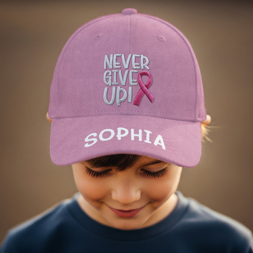 N'abandonnez jamais - Casquette classique personnalisée pour la sensibilisation au cancer du sein