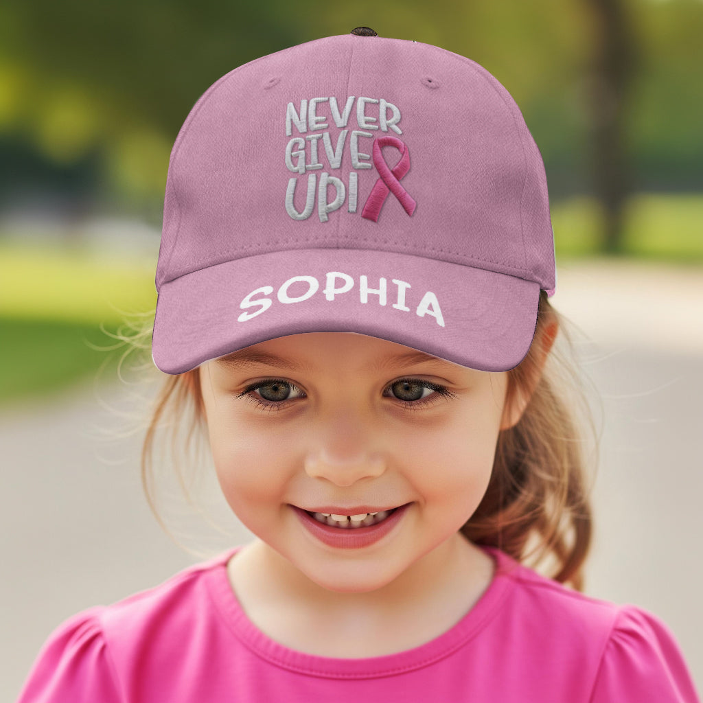 N'abandonnez jamais - Casquette classique personnalisée pour la sensibilisation au cancer du sein