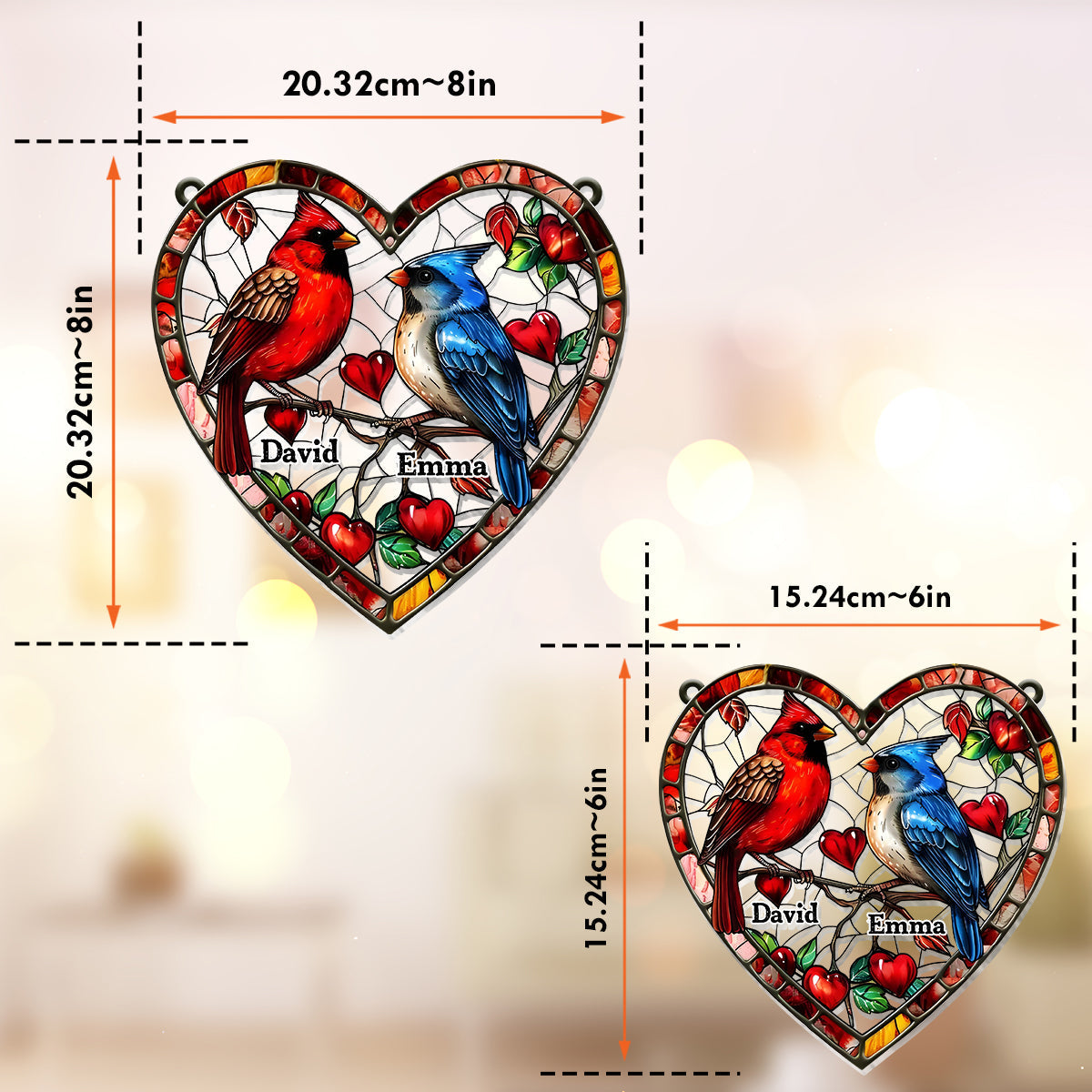 Lovely Hummingbird Couple - Personalized Couple Window Hanging Suncatcher Ornament