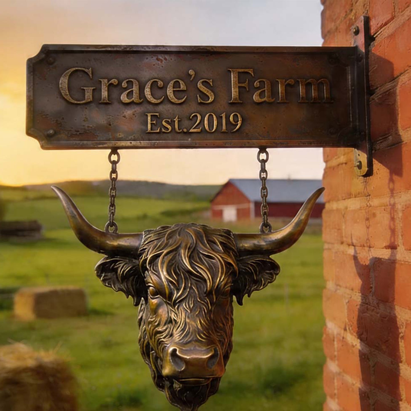 Highland Heritage Schild - Personalisierbares Highland Cow Holz-Wandschild