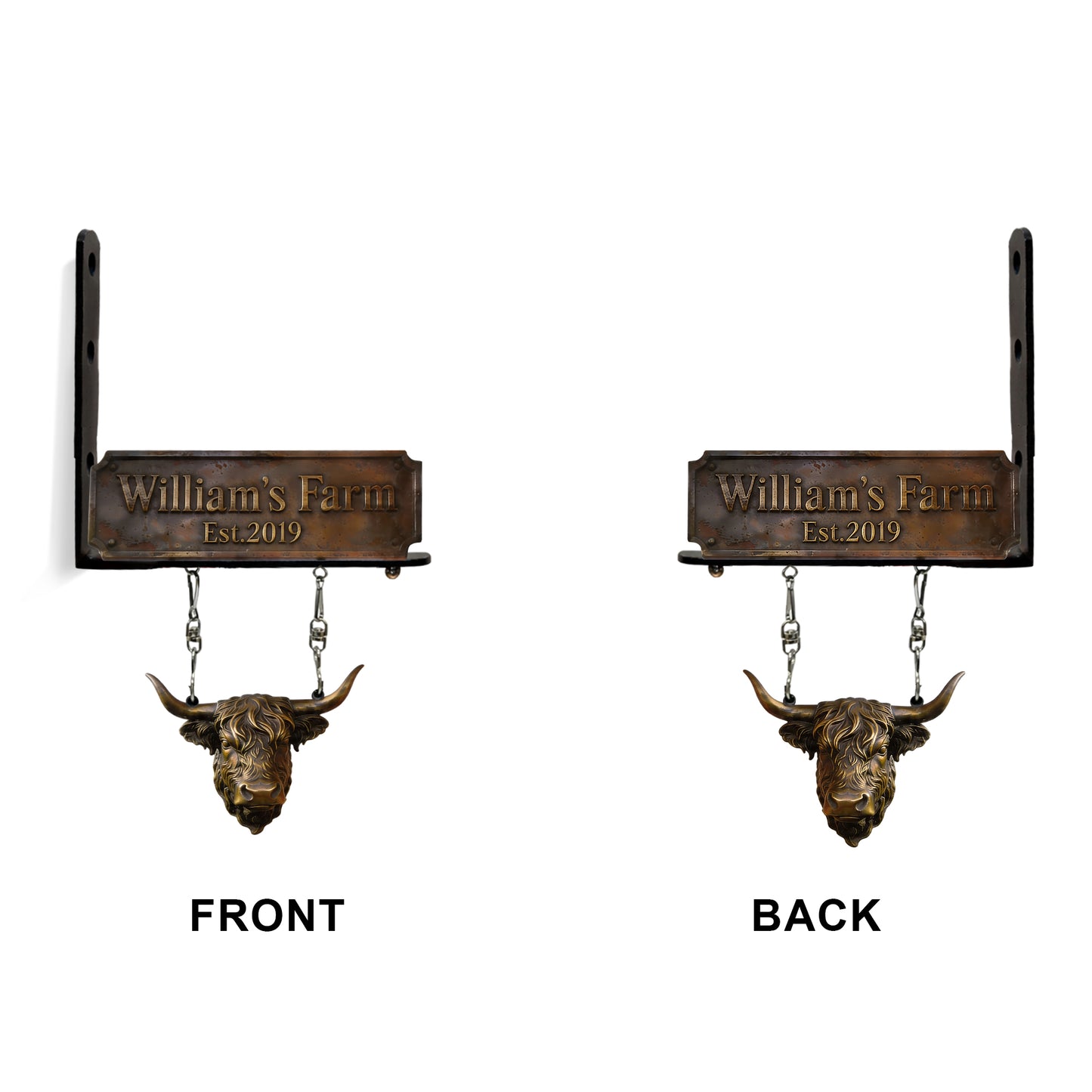Highland Heritage Schild - Personalisierbares Highland Cow Holz-Wandschild