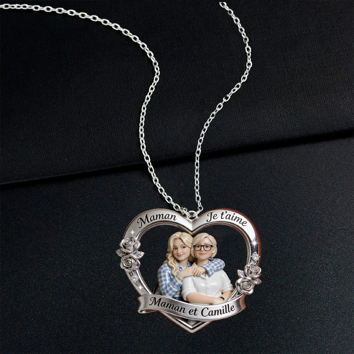 Maman Je t'aime - Collier Personnalisé Avec Pendentif En Métal En Forme De Mère