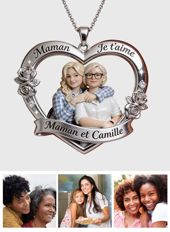 Maman Je t'aime - Collier Personnalisé Avec Pendentif En Métal En Forme De Mère