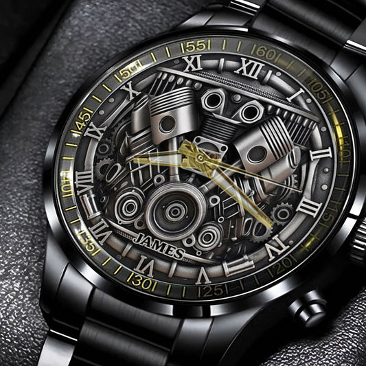 Puissant moteur V8 - Montre-bracelet personnalisée pour passionnés d'automobile