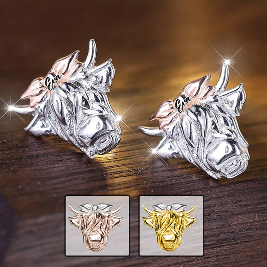 Boucles d'oreilles personnalisées style western Bow Bull - Vache des Highlands