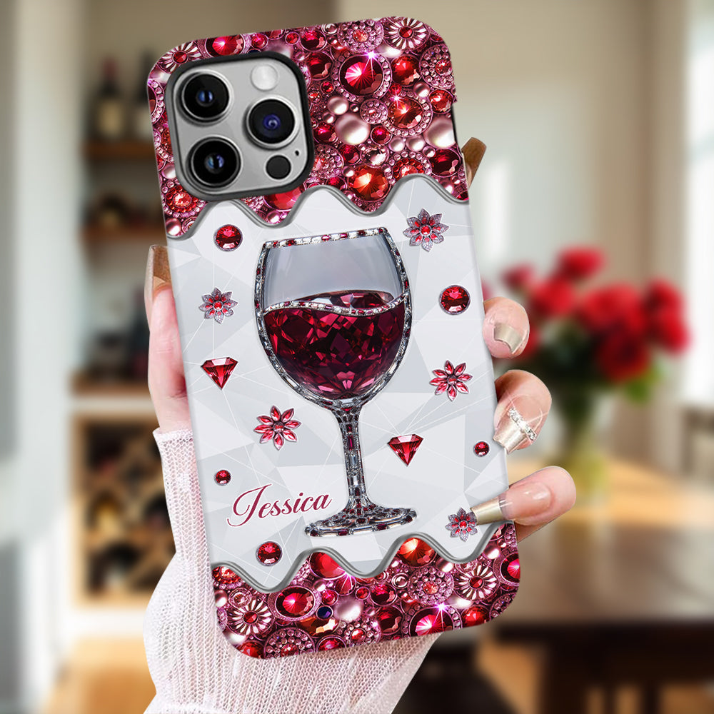 Einfach ein Mädchen, das Wein liebt – Personalisierte Handyhülle mit Weinmotiv